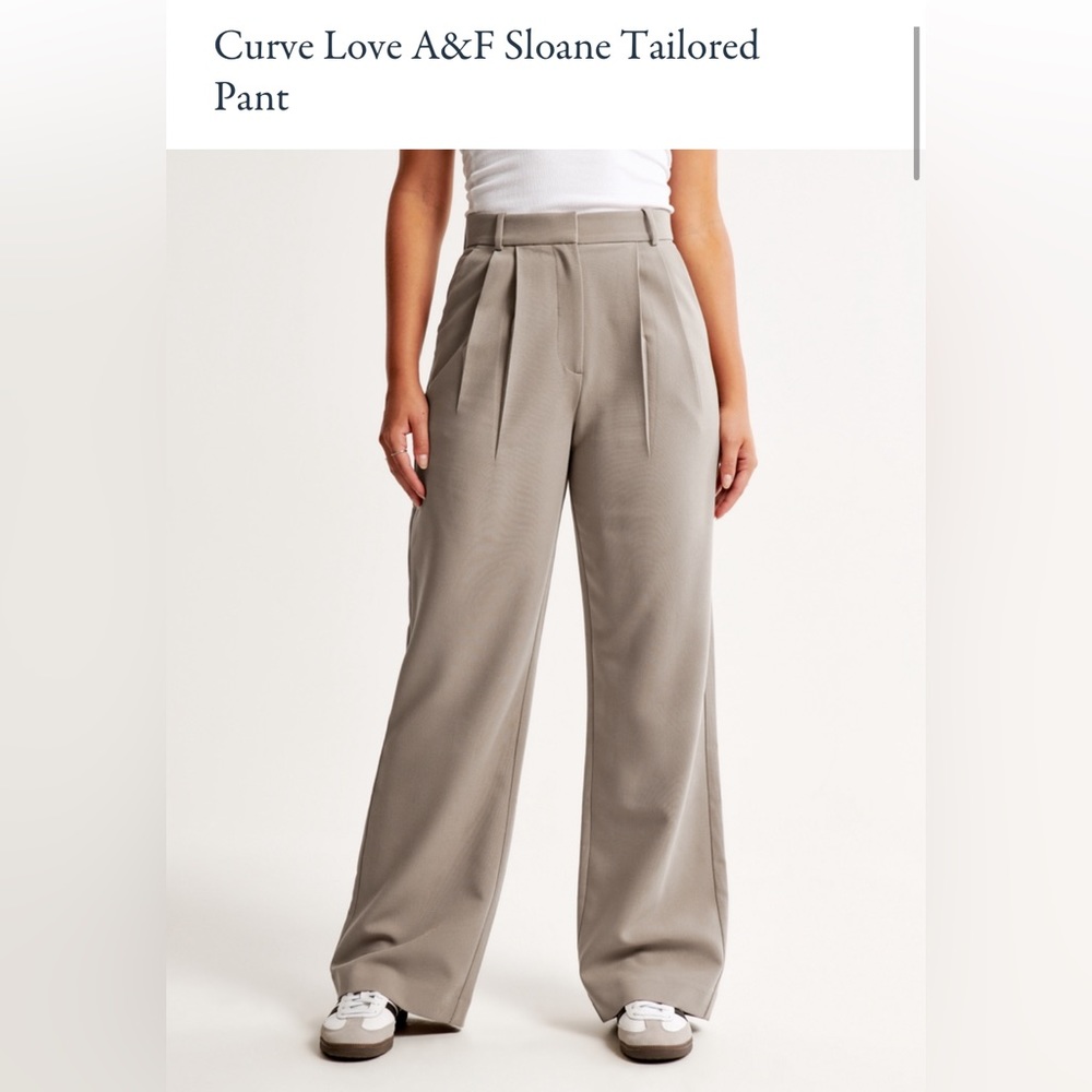 SOLD Abercrombie & Fitch Curve Love Tan/Gray Sloane Tailored Pants